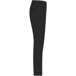 A pair of black cargo pants with a side pocket and a sleek, straight-leg design.