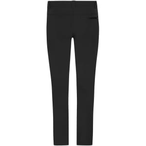 Black cargo pants with a slim fit and back pocket detail. Features a logo.