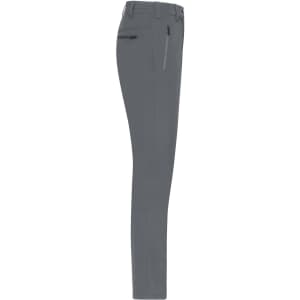 A pair of grey cargo pants with a side pocket, featuring a slim fit design.