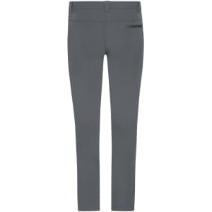 A pair of grey men's cargo pants featuring a back pocket and a logo.