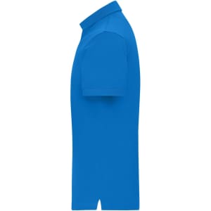 A men's mercerised polo shirt in a vibrant blue colour, featuring a classic polo collar and short sleeves.