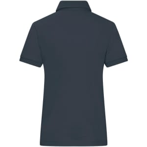 A ladies' mercerised polo shirt in dark navy, featuring a classic polo collar and short sleeves. It has a logo at the back.