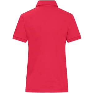 A vibrant red ladies' mercerised polo shirt with a classic collar and short sleeves. Features a branding logo.