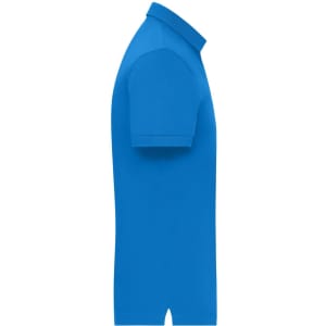 A royal blue men's mercerised polo shirt with a classic collar and short sleeves. Features a logo on the chest.