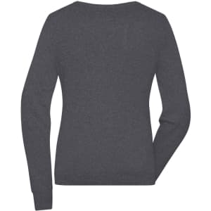 A ladies round-neck pullover in a dark grey colour, featuring long sleeves and a simple design.