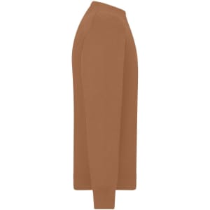 A men's round-neck pullover in a warm brown colour, featuring long sleeves and a fitted silhouette.