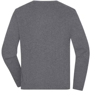 A grey men's round-neck pullover jumper with long sleeves, featuring a simple design and a logo.
