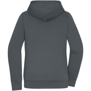 A dark grey ladies' doubleface jacket with a hood, featuring long sleeves and no visible branding on the back.