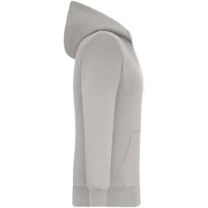 A light grey ladies' doubleface jacket featuring a hood and side pockets, with a simple design.