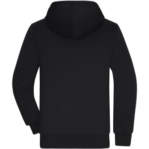 A black men's double-face jacket featuring a hood and long sleeves, with a plain back design.