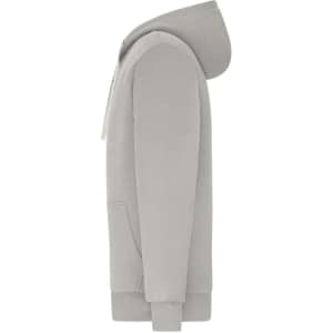 Men's doubleface jacket in light grey, featuring a hood and side pockets, with a logo on the front.