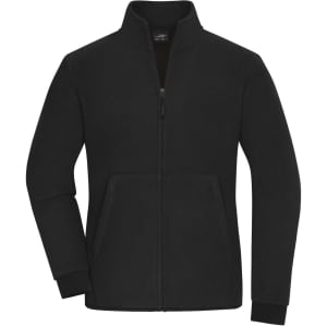 A black bonded fleece jacket with a zip front and side pockets, featuring a stand-up collar.