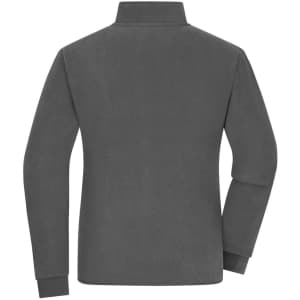A grey ladies bonded fleece jacket with a high collar and long sleeves, featuring a logo.