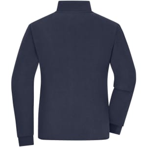 A navy bonded fleece jacket featuring a high collar and long sleeves. The back view showcases the simple design.