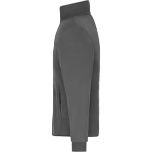 A men's bonded fleece jacket in grey, featuring a high collar and side pockets. It has a simple design with a logo.