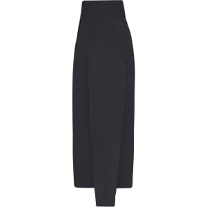 A black mens zip cardigan with a sleek design and ribbed cuffs, featuring a logo on one side.