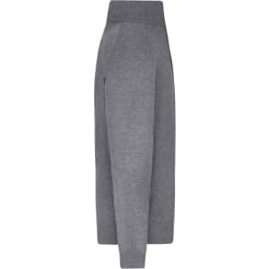 A grey zip cardigan with a smooth finish, featuring a logo and a relaxed silhouette.