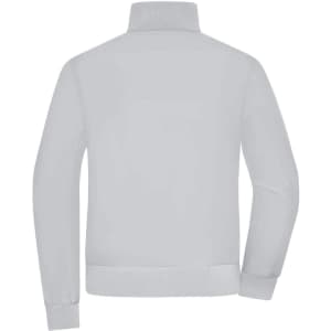 A light grey ladies blouson jacket featuring a high collar and long sleeves, with a plain back design.