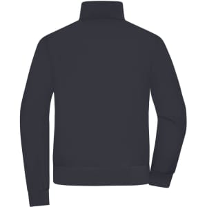 A dark navy blouson jacket featuring a high collar and elastic cuffs. The back view displays a simple design.