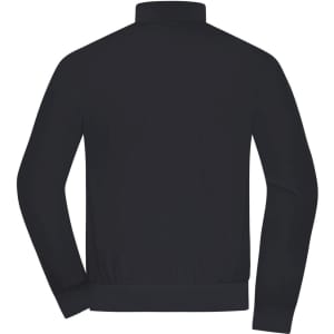 A black men's blouson jacket with a collar and elasticised hem. The back view shows a simple design and no logos.