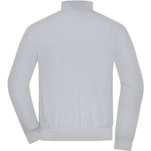 A light grey men's blouson jacket with a stand-up collar and elasticised hem. Features a brand logo.