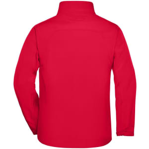 A red men's softshell jacket with a high collar and long sleeves, featuring a back view. It has a subtle logo.