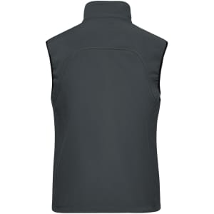 A ladies' softshell vest in a sleek dark grey colour, featuring a back design and a high collar.