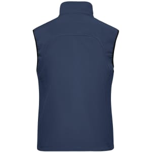 A navy blue ladies softshell vest with a high collar and no visible logo on the back.