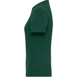 A green Ladies BIO Stretch-T work t-shirt featuring a fitted design and a small logo on the side.