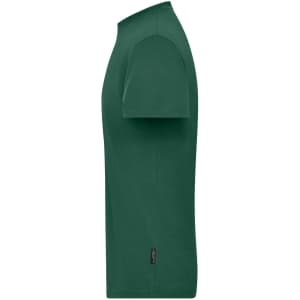 A green men's BIO Stretch-T, showcasing a simple design with short sleeves and a side logo.
