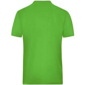 A green men's T-shirt features a plain design with short sleeves and a crew neck. It has a logo on the back.
