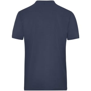 A navy blue men's work t-shirt featuring a back view and a logo. Short sleeves and a classic fit are highlighted.