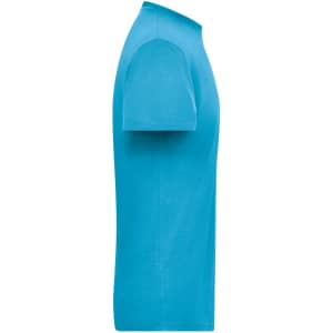 A men's BIO Stretch-T work t-shirt in a vibrant aqua blue colour, featuring a simple design and short sleeves.