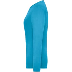A long-sleeved t-shirt in a vibrant blue colour, featuring a fitted silhouette and a slight crew neck.