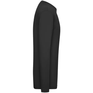 A black long-sleeve t-shirt with a fitted design and a single logo on the side.