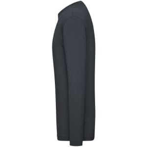 A long-sleeved men's T-shirt in dark grey featuring a branded logo.