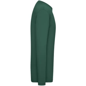 A green long-sleeve t-shirt for men with a fitted design and a logo present on the fabric.