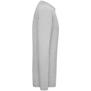A men's long-sleeved t-shirt in grey, featuring a smooth fabric and a side view design. It has a logo.