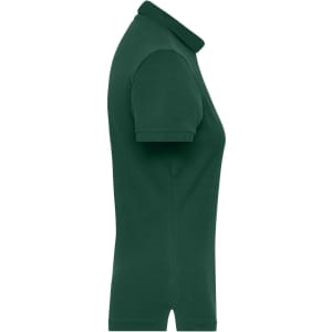 A green ladies BIO stretch polo shirt displayed from the side, featuring a collar and short sleeves.