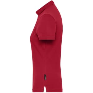 A red ladies' BIO stretch polo shirt featuring a classic collar and short sleeves, with a subtle branding tag.