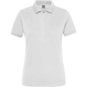 A light grey ladies' BIO stretch polo shirt with a collared neck and button placket. Features a logo on the chest.