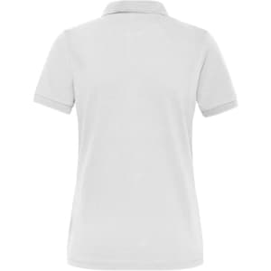 A white ladies' polo shirt with a classic collar and a subtle logo on the back.