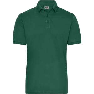 A green BIO stretch polo shirt with a classic collar and short sleeves, featuring a logo.