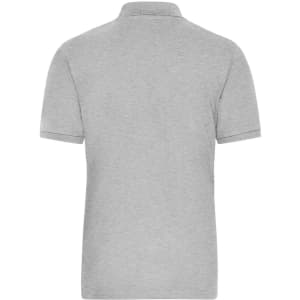 A grey men's polo shirt with a classic collar and short sleeves, featuring a discreet logo.