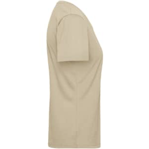 A ladies' workwear T-shirt in beige, featuring short sleeves and a classic fit. Includes a logo.