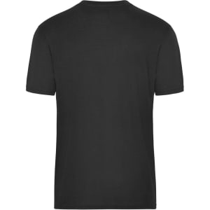 A black men's BIO workwear t-shirt featuring a plain back design and short sleeves.