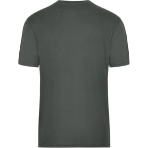 A dark green men’s workwear T-shirt with a plain back, featuring a logo. Suitable for various work settings.