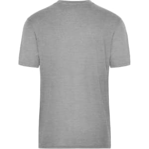 A grey men's workwear T-shirt with a standard crew neck and short sleeves, featuring a branding logo.