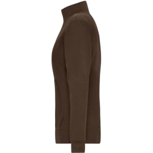 A brown Ladies Doubleface Jacket with a zippered front and pockets, featuring a sleek, streamlined design.