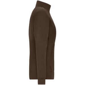 A brown Ladies Doubleface Jacket featuring a zip and a fitted silhouette, with side pockets and a branded logo.